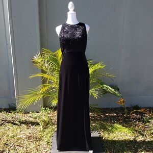 90s velvet beaded jewel neckline dress